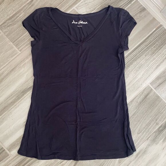 Sam Edelman Black Short Sleeve Shirt With Wrip Around Neckline XS - Picture 1 of 4